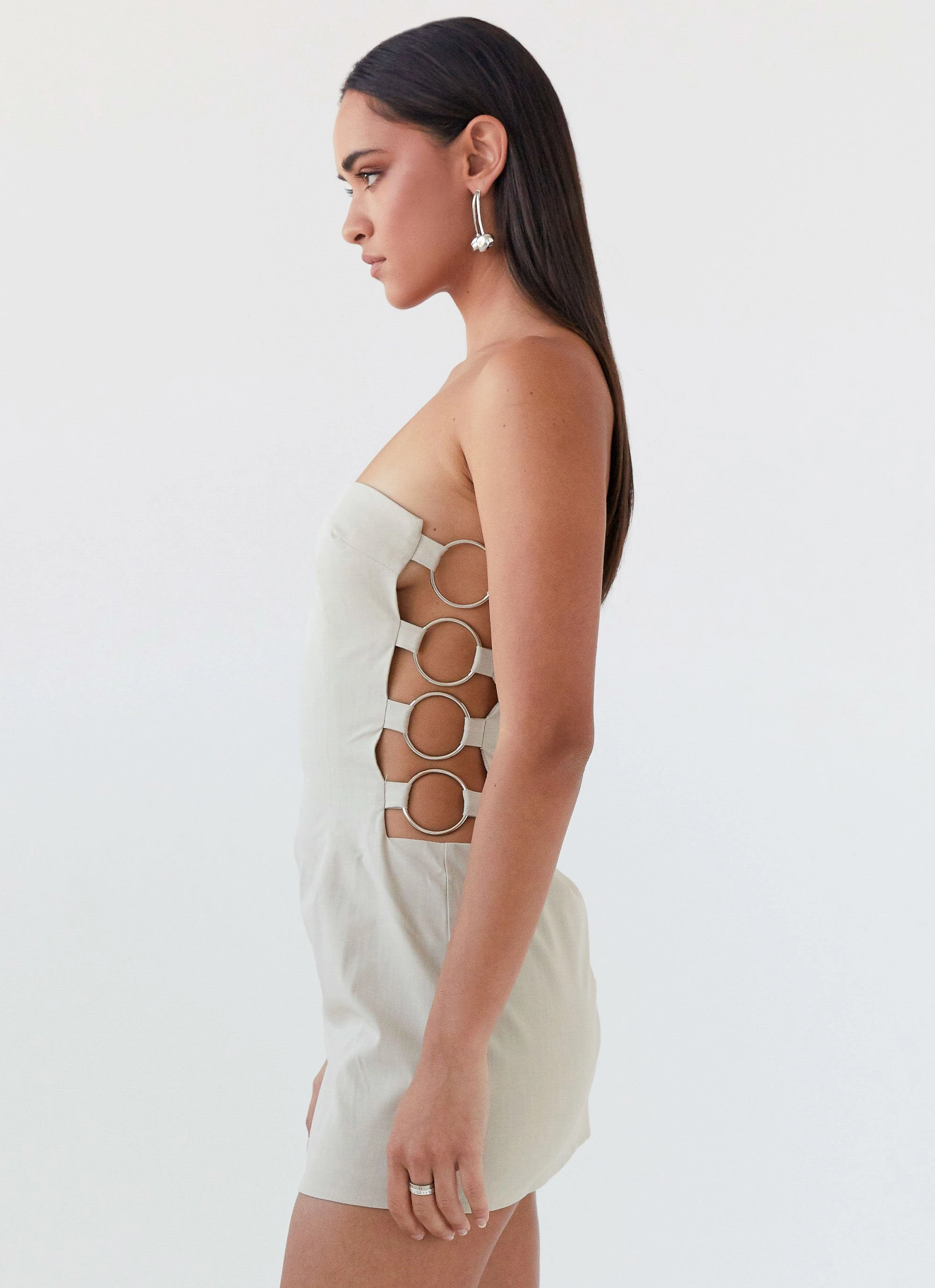 Must Have Night Style Conceited Strapless Mini Dress - Sand