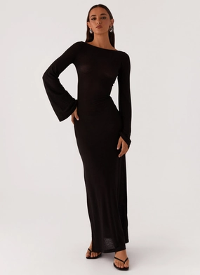 Airy Comfort Olivia Long Sleeve Maxi Dress - Black