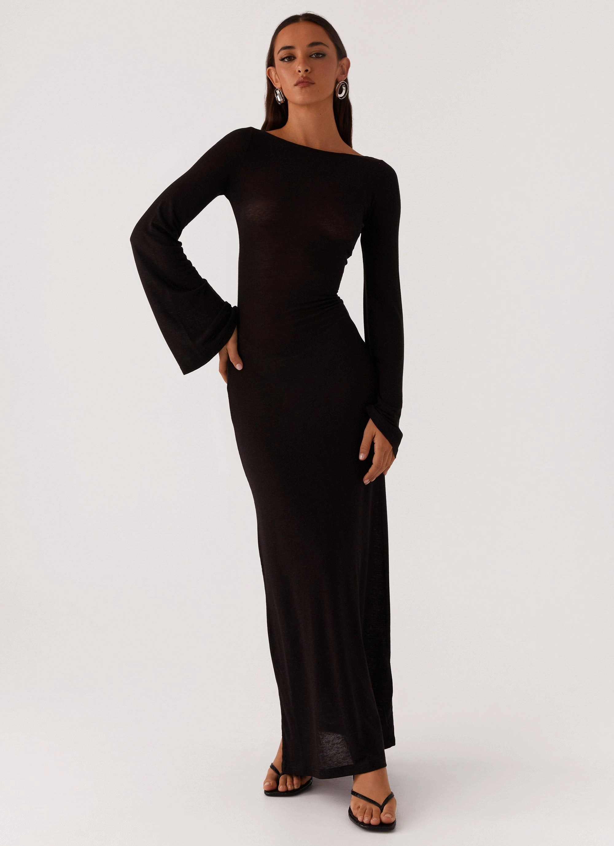 Airy Comfort Olivia Long Sleeve Maxi Dress - Black