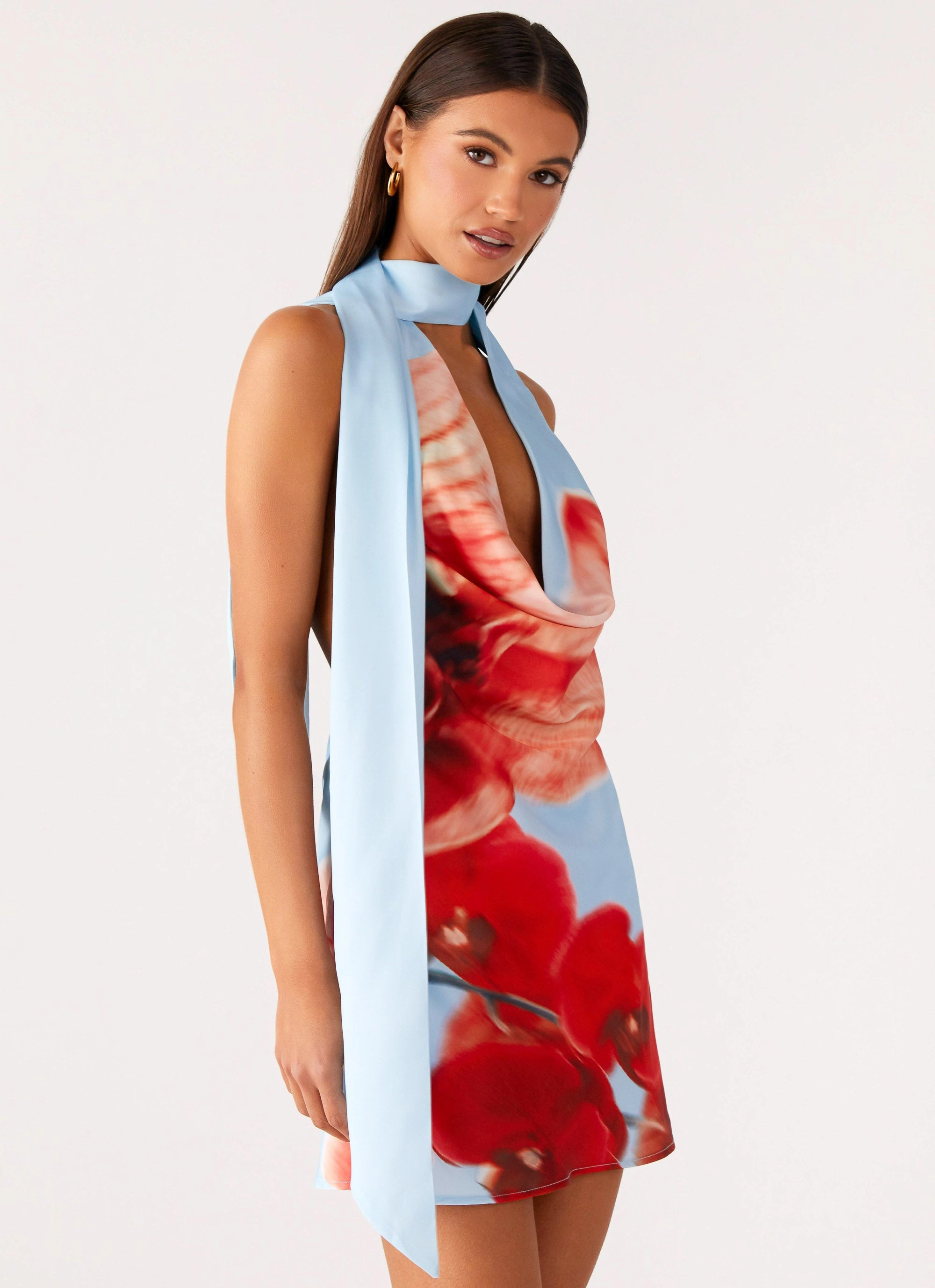 Heidi Mini Dress - Turquoise Bloom Holiday Wear