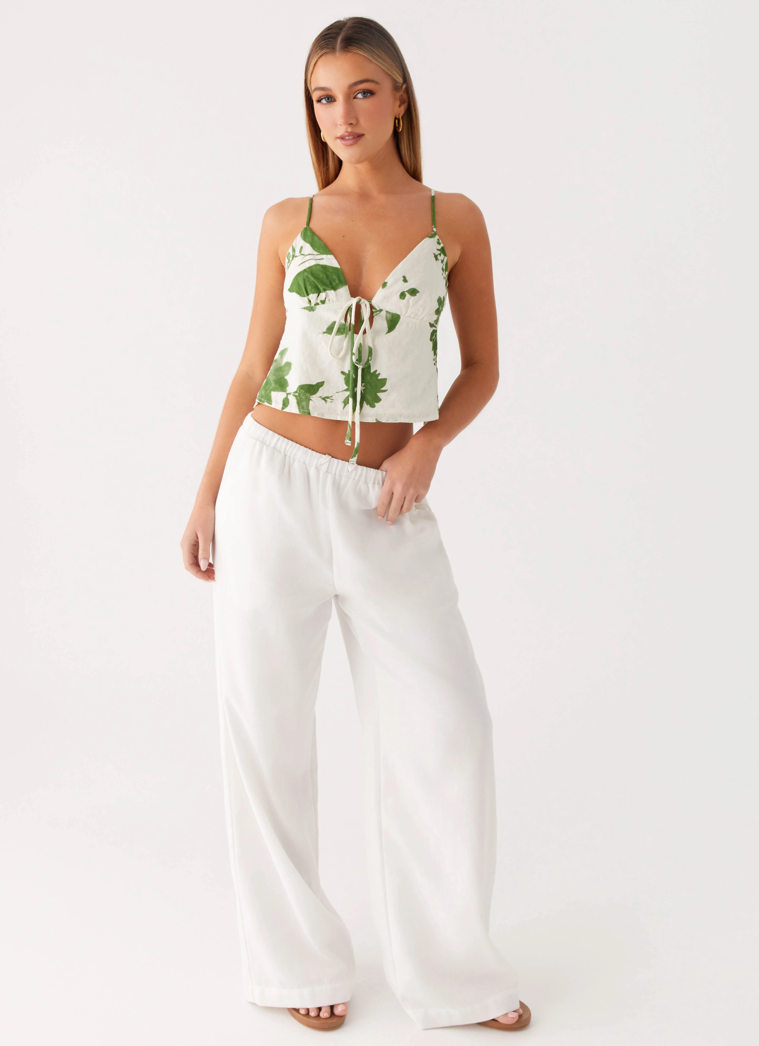 RibbedTrims Faela Cami Top - Verdant Bloom
