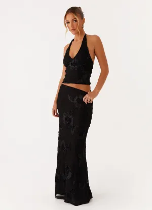 Urban Pulse Radiate Maxi Skirt - Black Radiate Maxi Skirt - Black Detachable Detail