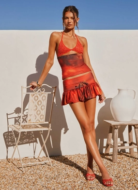 ReflectiveTrimDetails Survival Use Landon Mini Skort - Scarlet Blur