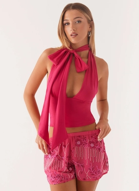 Utility Ready Mercer Sequin Mini Shorts - Fuchsia Mercer Sequin Mini Shorts - Fuchsia Windproof Inner Layer