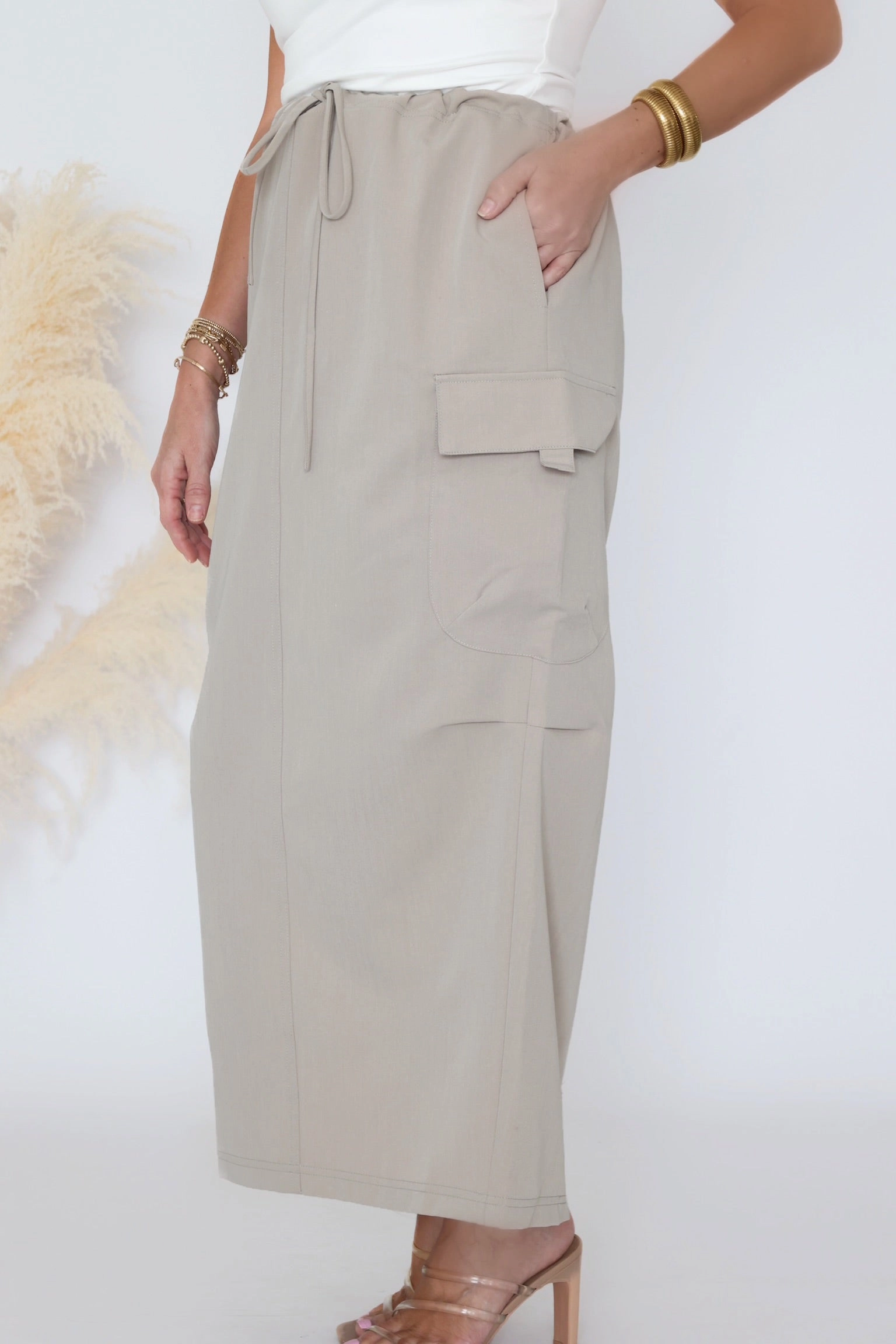 Utlity maxi skirt/Khanki- Final Sale Anti Bacterial Layer