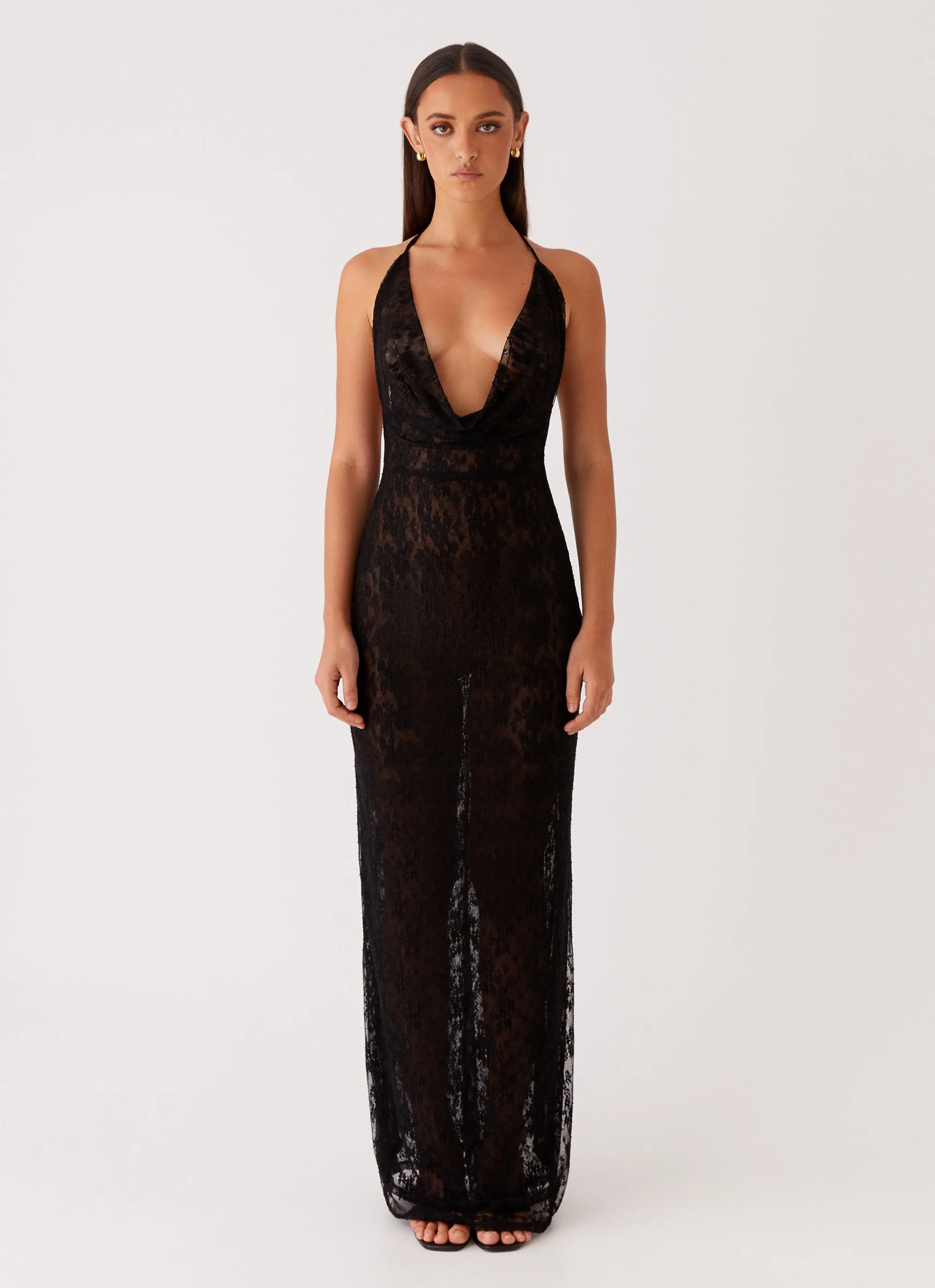 Contemporary Design Classy Detail Champagne Coastline Maxi Dress - Black