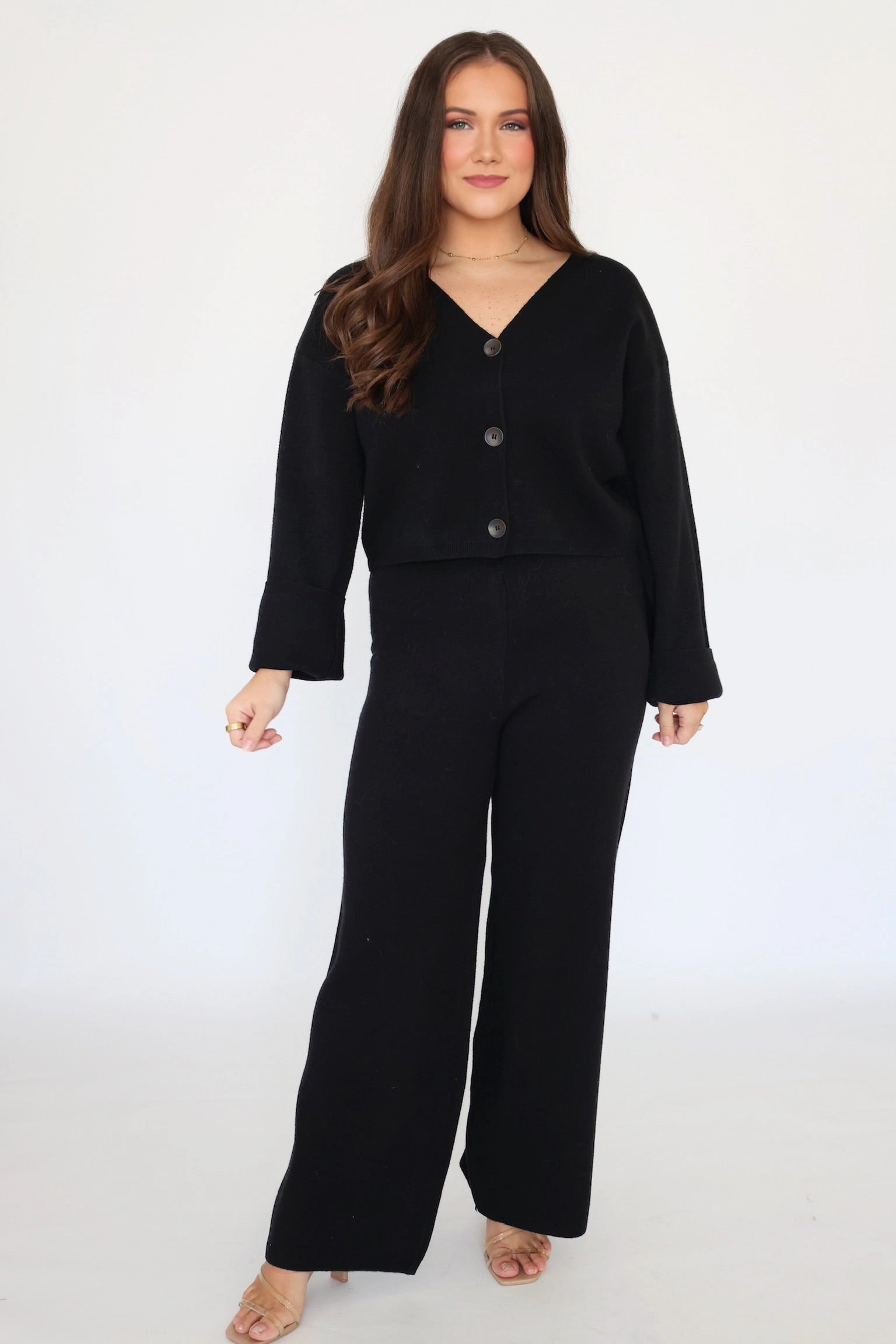 Elowen Sweater Knit Pant - Black (FINAL SALE) AntiStatic Material HighDurabilityWeave