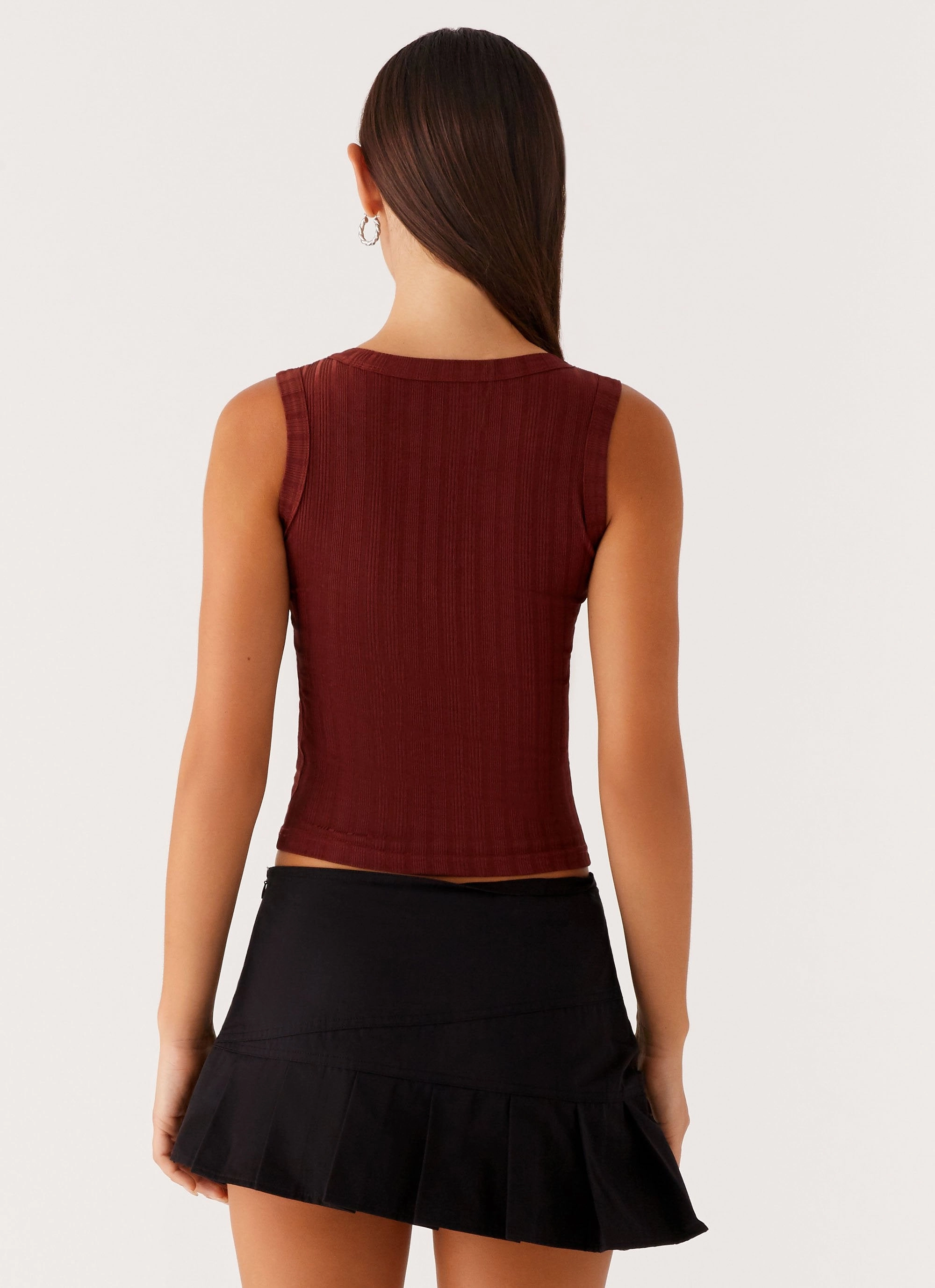 Malene Ribbed Top - Brown Stay Cool Technology