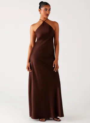 Tulama Maxi Dress - Chocolate adult clothing Durable Fabric
