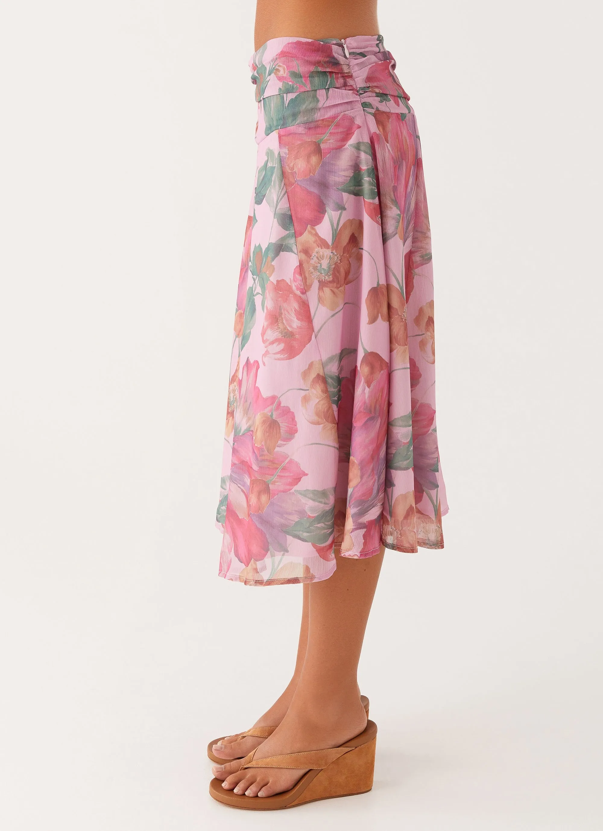 Light Moodboard Valley Midi Skirt - Pink Floral