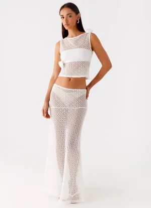 Velli Crochet Maxi Skirt - White Lightweight Material Neutral Tones Velli Crochet Maxi Skirt - White