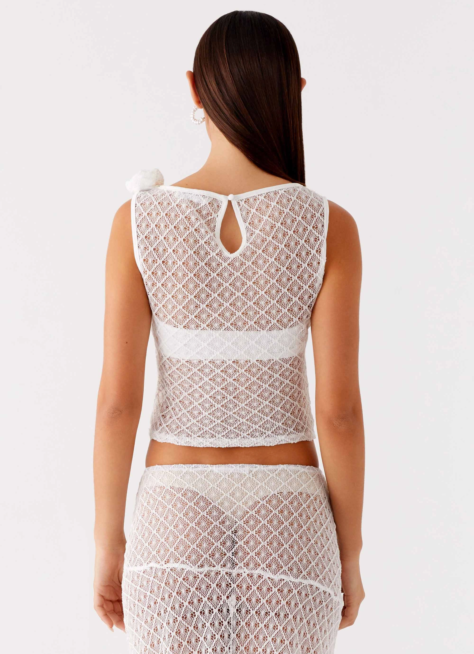 ReflectiveTrim Velli Crochet Top - White