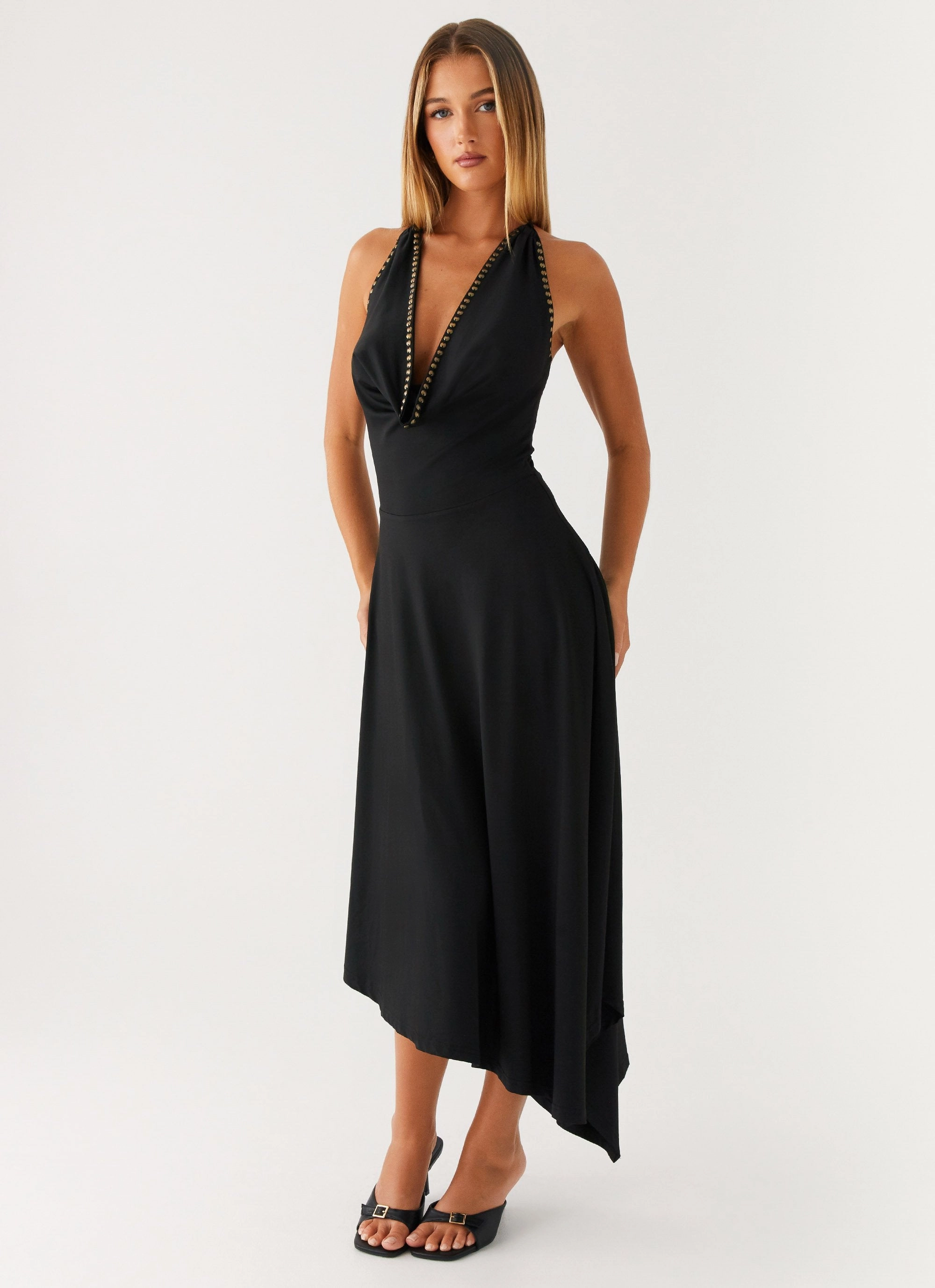 Vena Beaded Midi Dress - Black New York Chill Moment