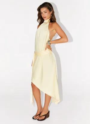 Snag Free Surface Stretchy Cloth Atlantic Midi Dress - Yellow