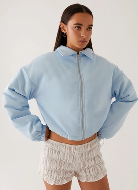 Ventilation Zips Baltimore Bomber Jacket - Pale Blue Teflon Coated Baltimore Bomber Jacket - Pale Blue