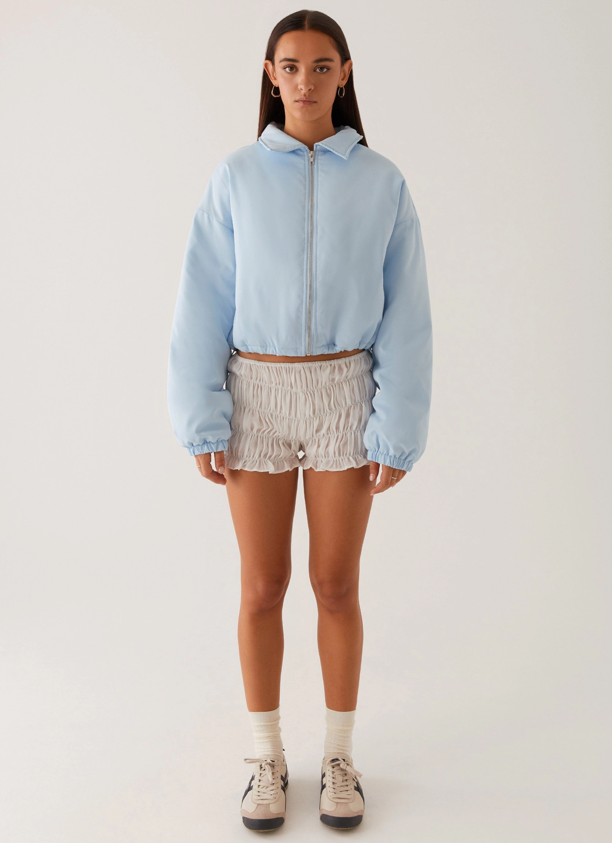 Baltimore Bomber Jacket - Pale Blue Lightweight Packability Double Stitch Seams