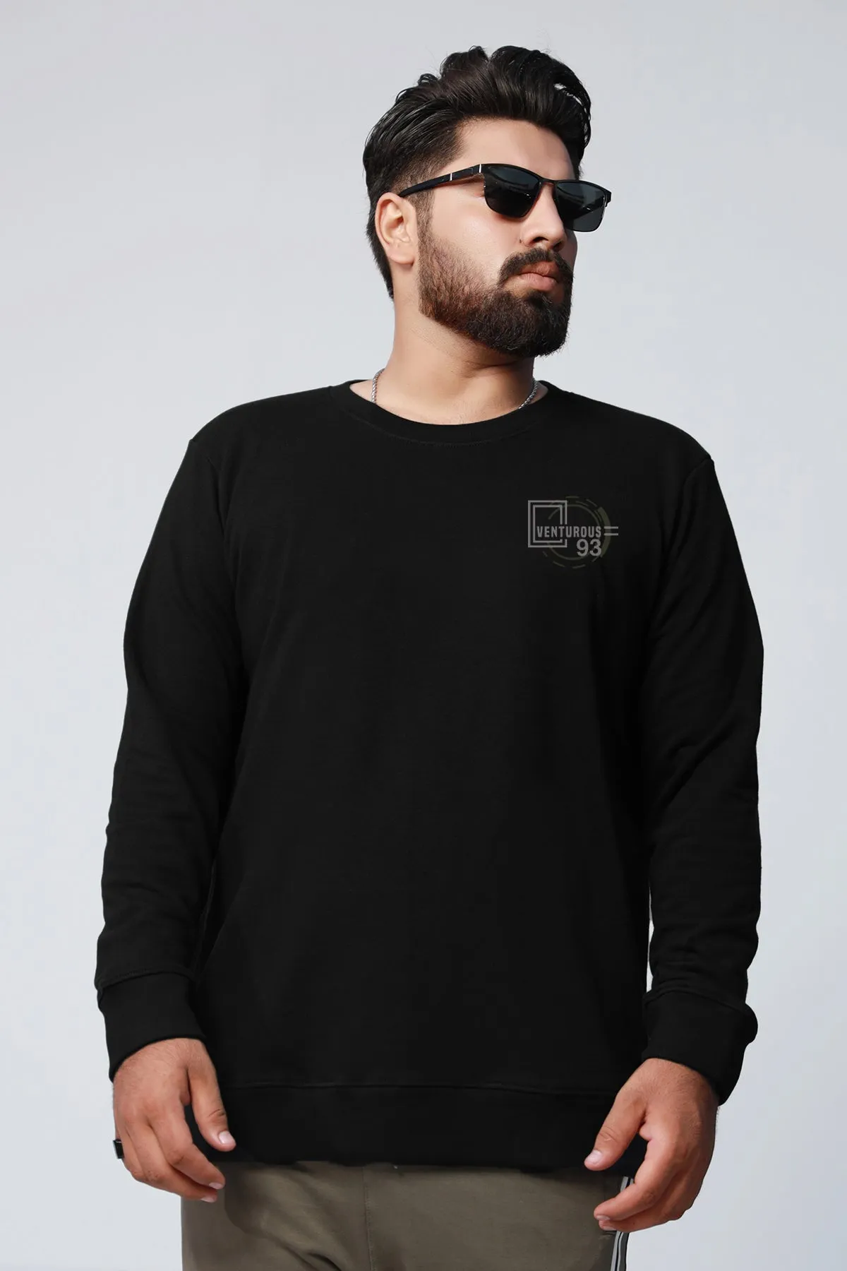 Venturous Graphic Black Sweatshirt (Plus Size) - W22 - MSW072P