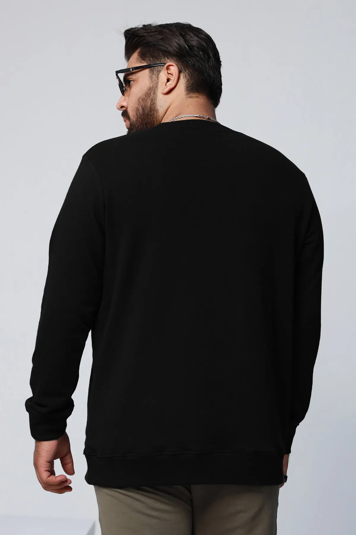 Venturous Graphic Black Sweatshirt (Plus Size) - W22 - MSW072P