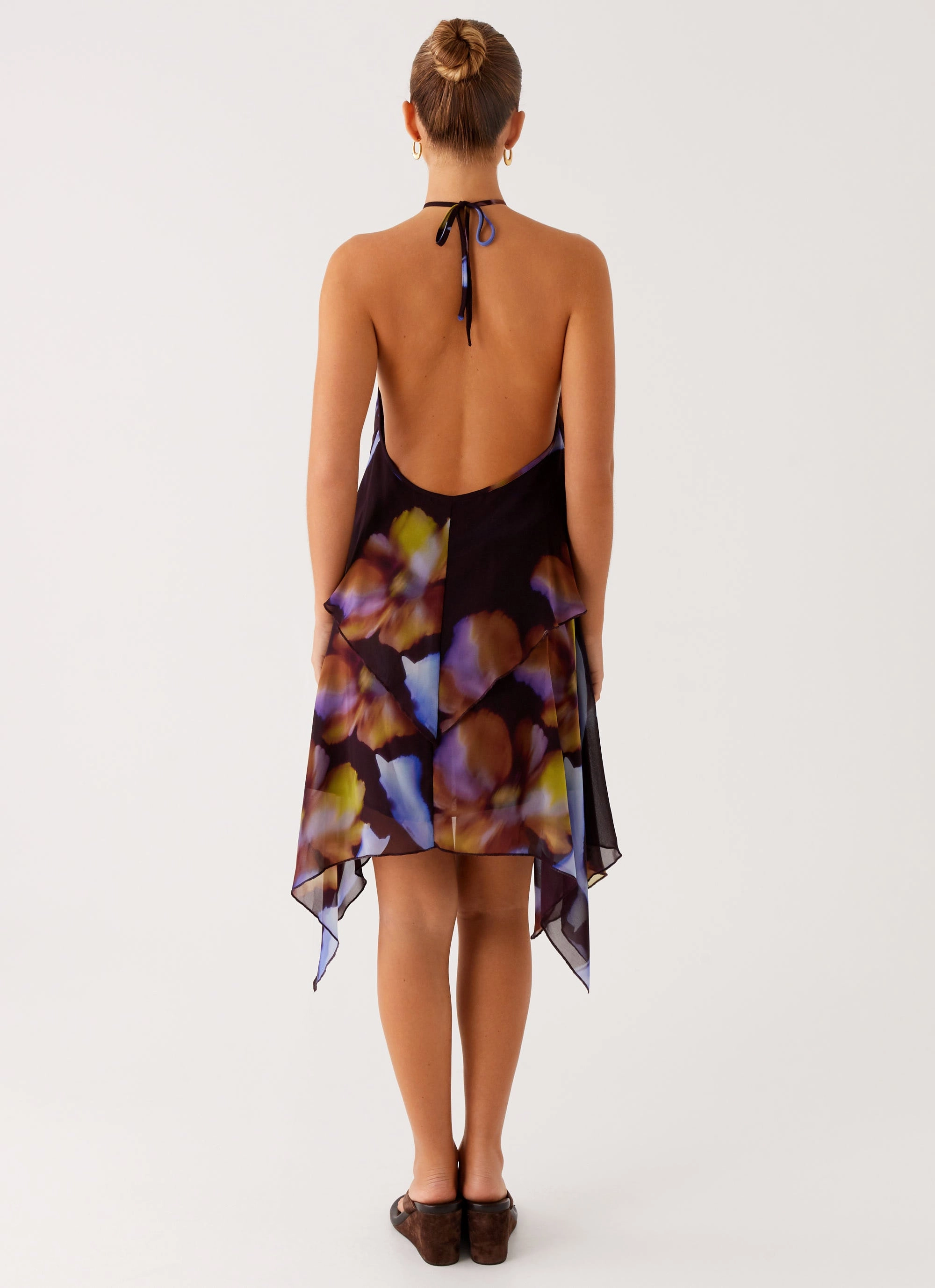 Elegant Silhouette Verbena Midi Dress - Dark Floral