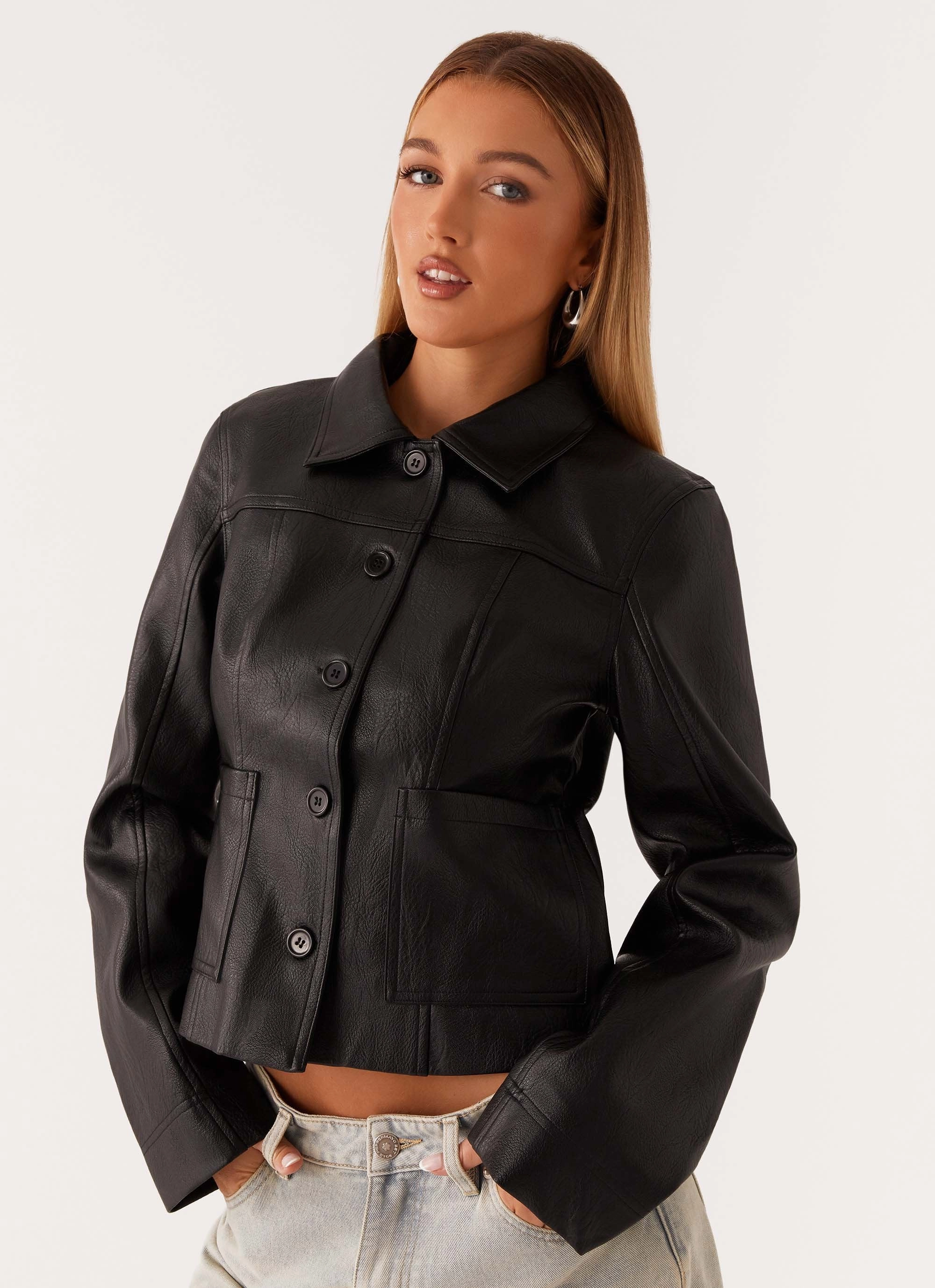 Reflective Safety Accents Top Guard Verona Faux Leather Jacket - Black