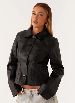Reflective Safety Accents Top Guard Verona Faux Leather Jacket - Black