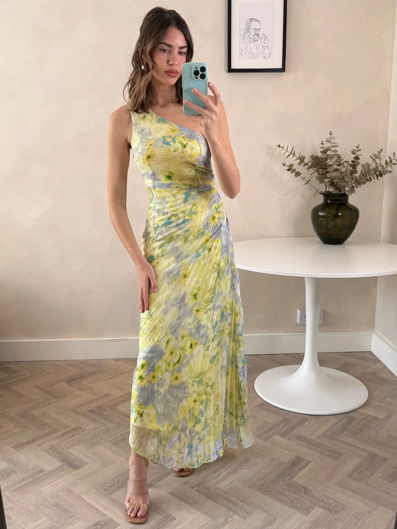 Daytime Look Marley Asymmetric Pleated Maxi Dress / Lemon Floral