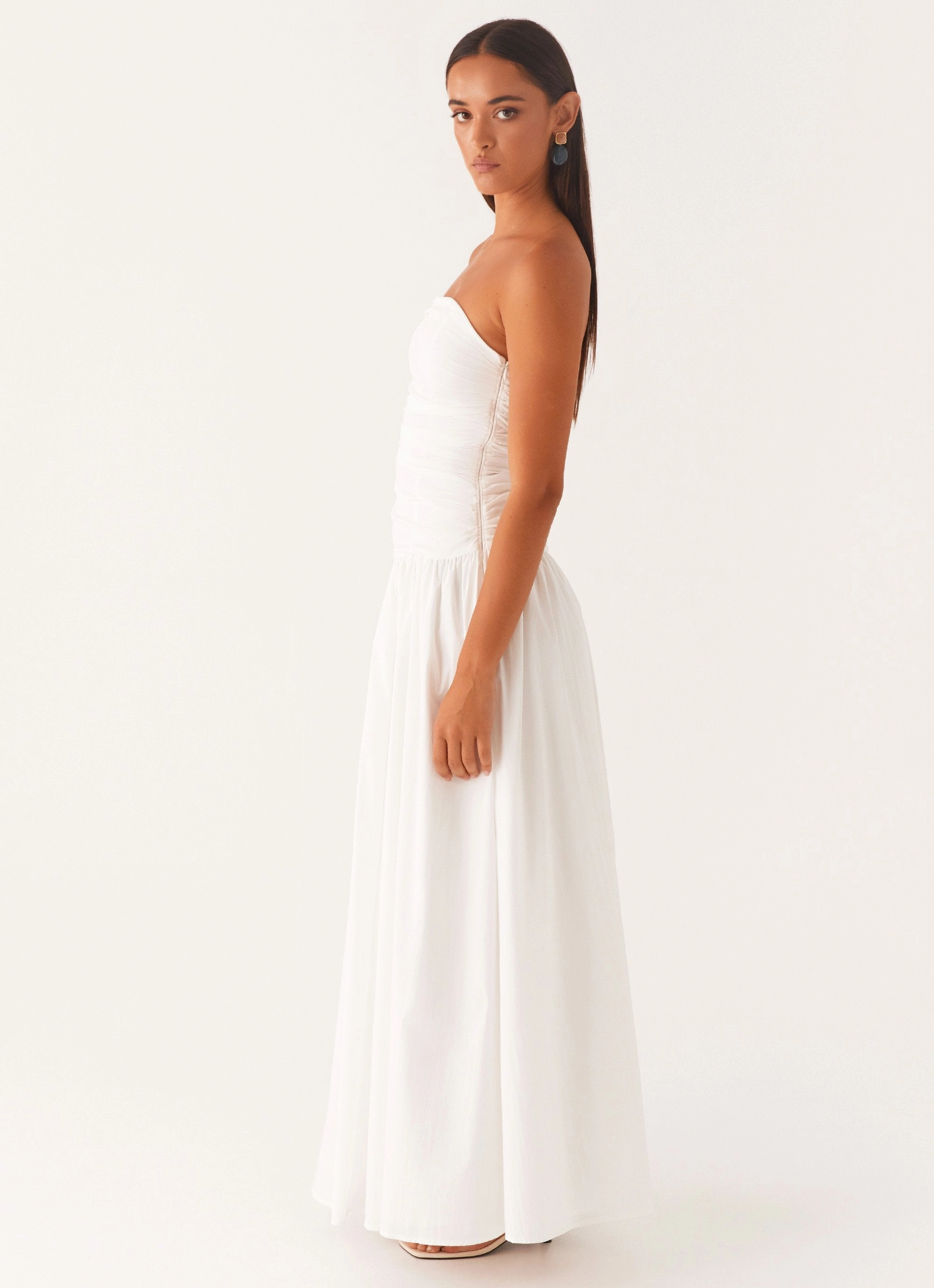 Carmel Maxi Dress - White Subtle Glow Soft Outfit
