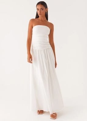 Cool Undertone Luxe Mood Carmel Maxi Dress - White