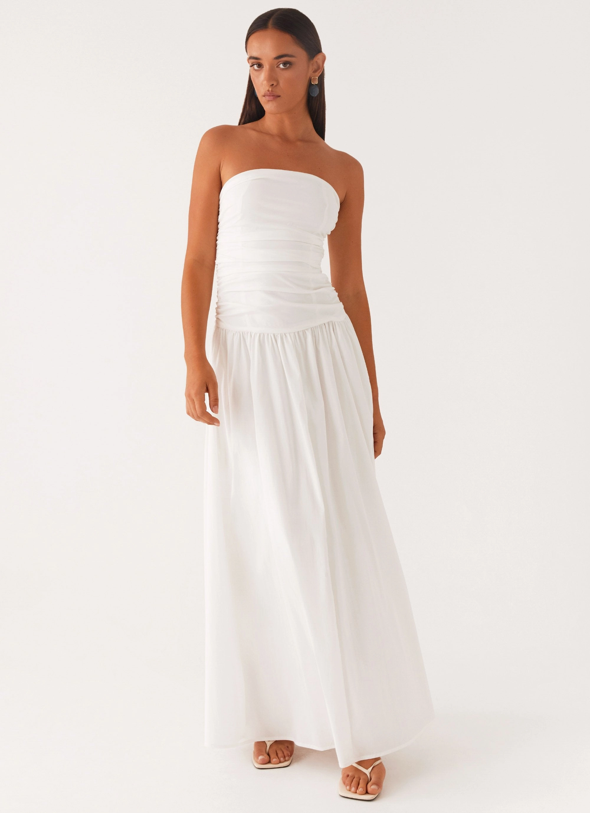Cool Undertone Luxe Mood Carmel Maxi Dress - White