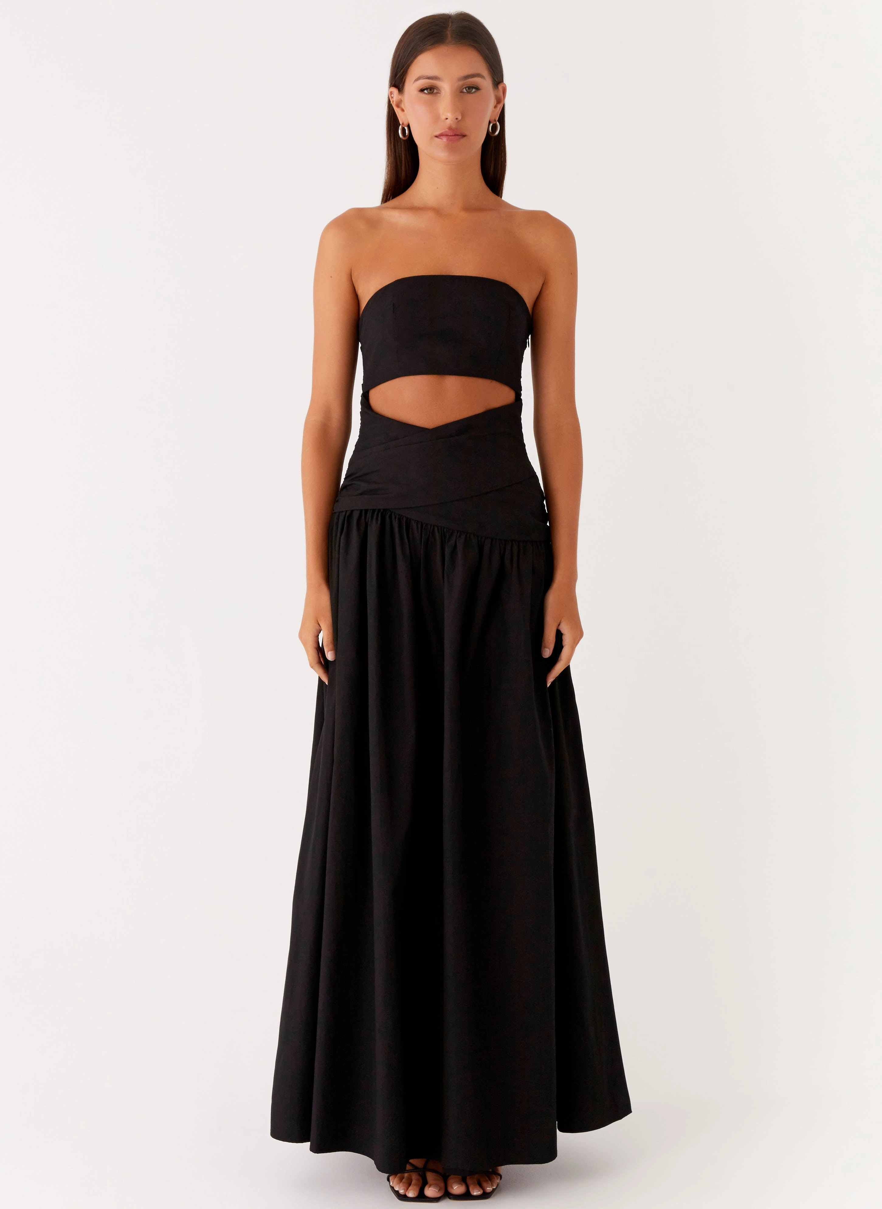 Zip Closure Warm Palette Lumen Maxi Dress - Black