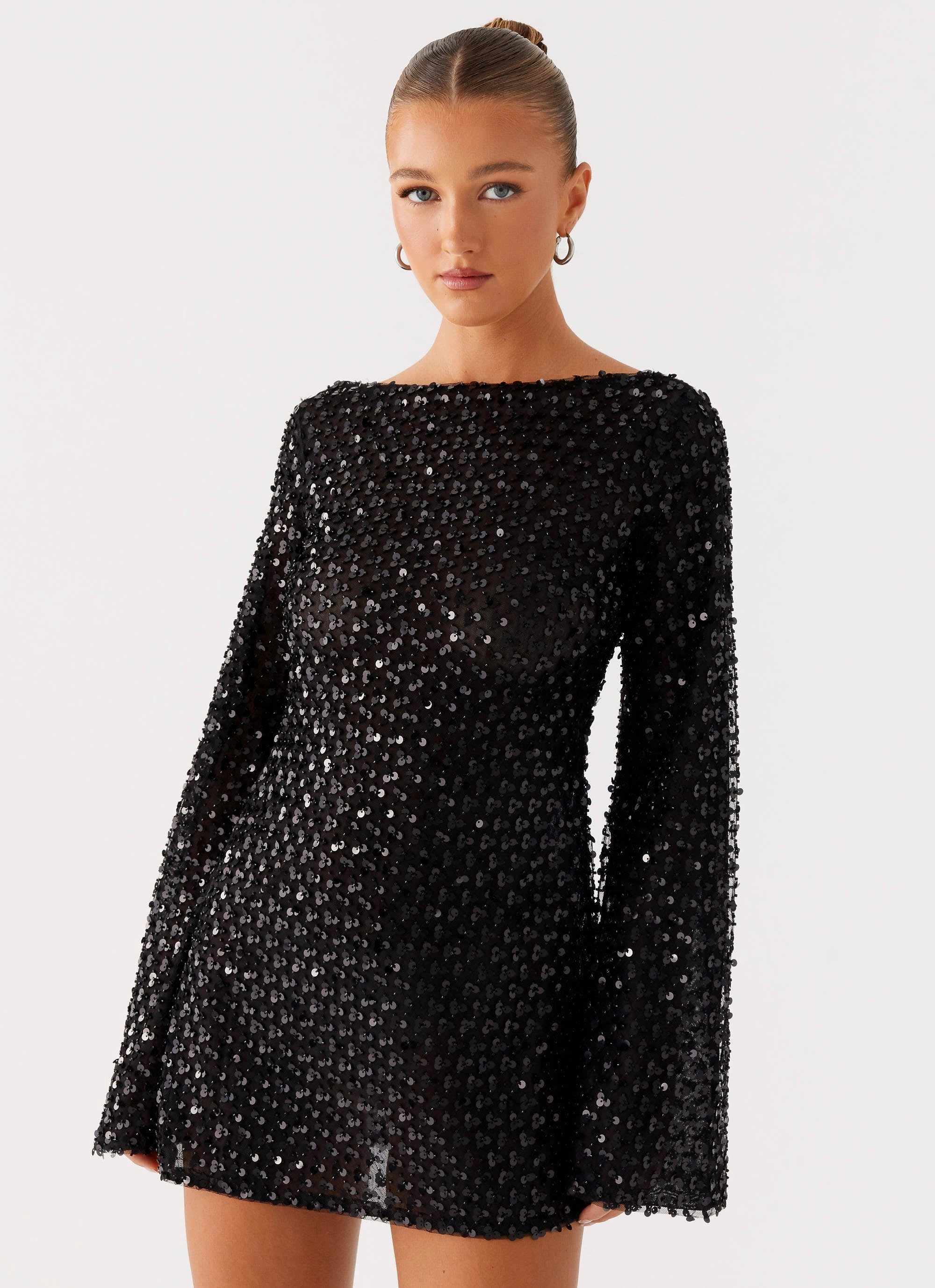 Smooth Feel Edessa Sequin Mini Dress - Black