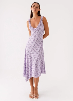 Asteri Midi Dress - Lavender Meadow Flattering Layers