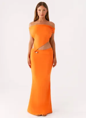 Vibrant Tone Mention Maxi Skirt - Orange Mention Maxi Skirt - Orange Crossback Strap Transitional Wear