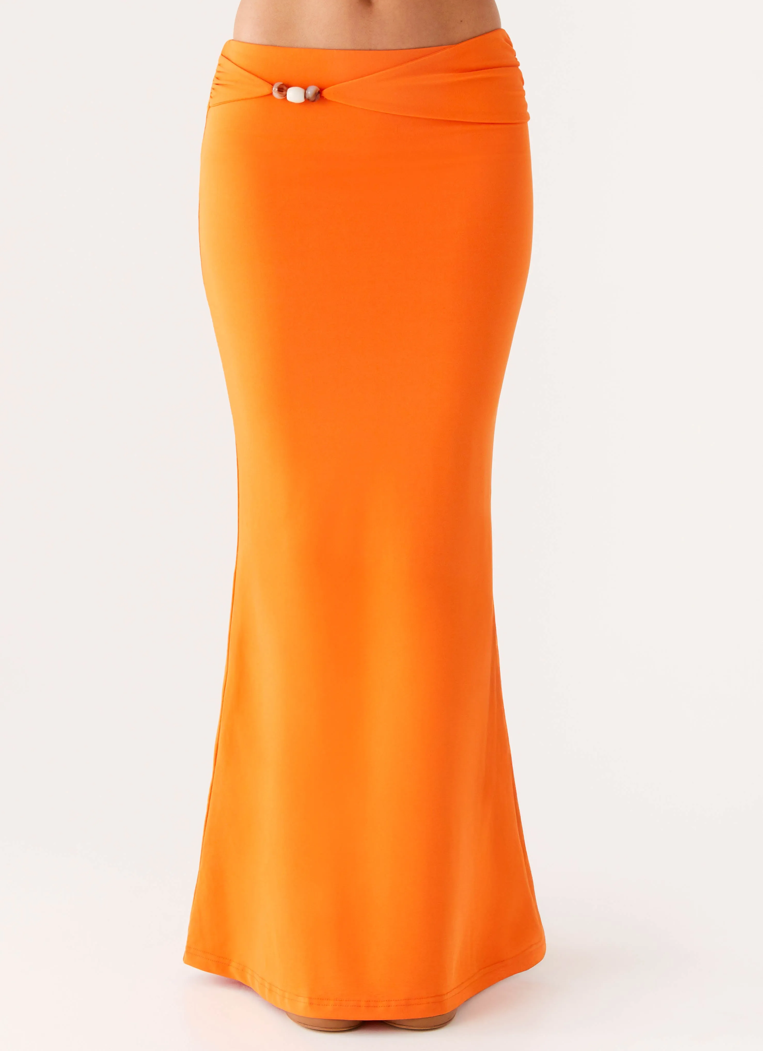 Mention Maxi Skirt - Orange Front Slit