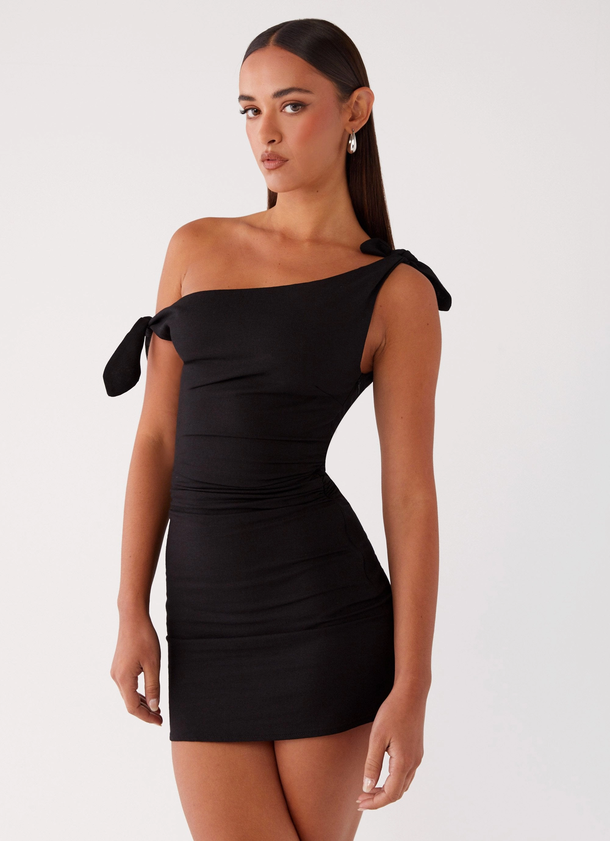 Contrast-Panel Organic-Fabric Amazonia Linen Mini Dress - Black