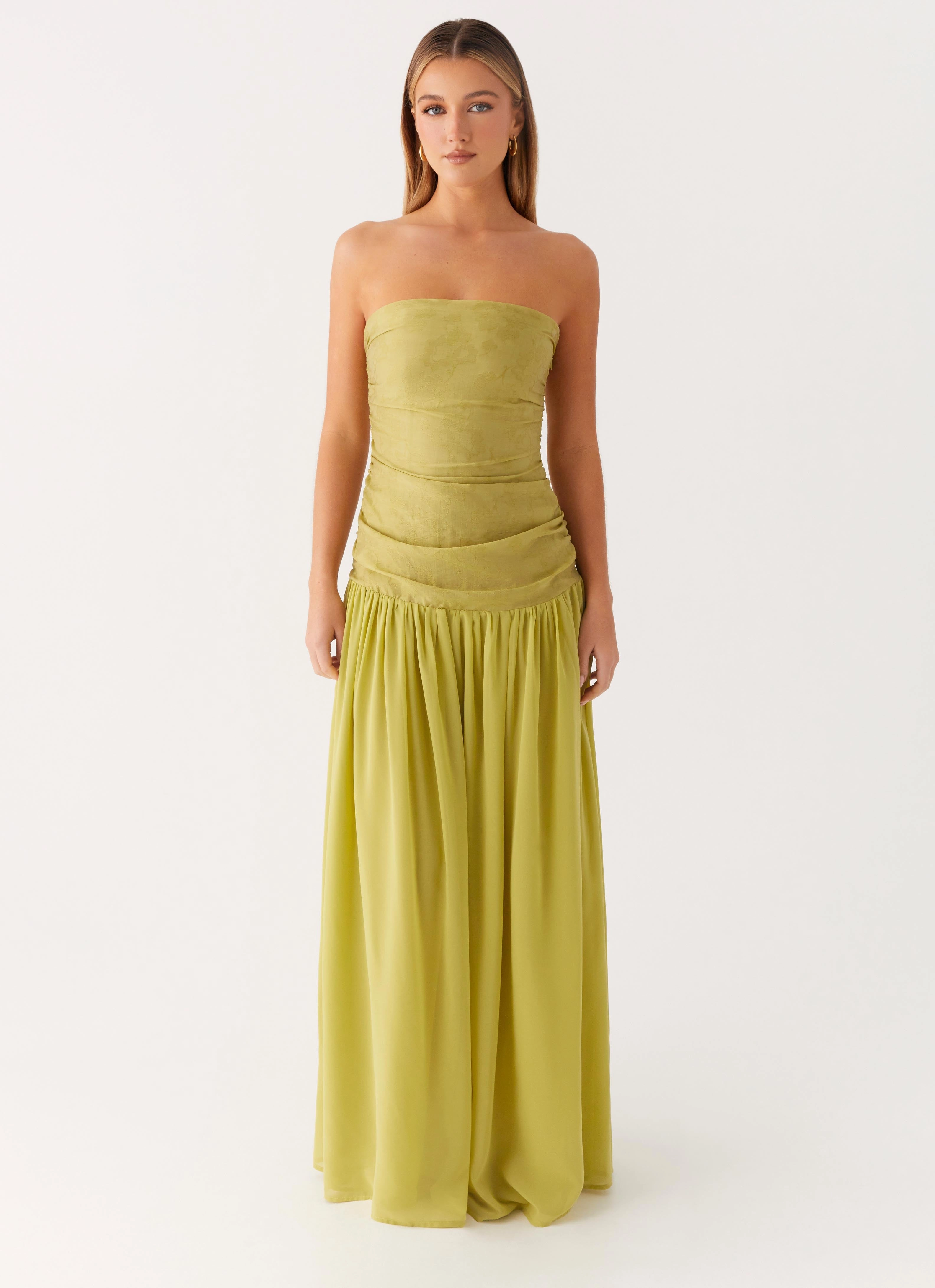 Dreamer Maxi Dress - Lime Zest Sharp Detail