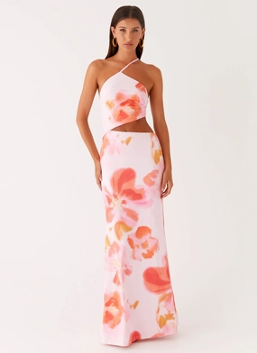 Vibrant Appeal Riano Cut Out Maxi Dress - Blushing Blossom Dew Tone Riano Cut Out Maxi Dress - Blushing Blossom