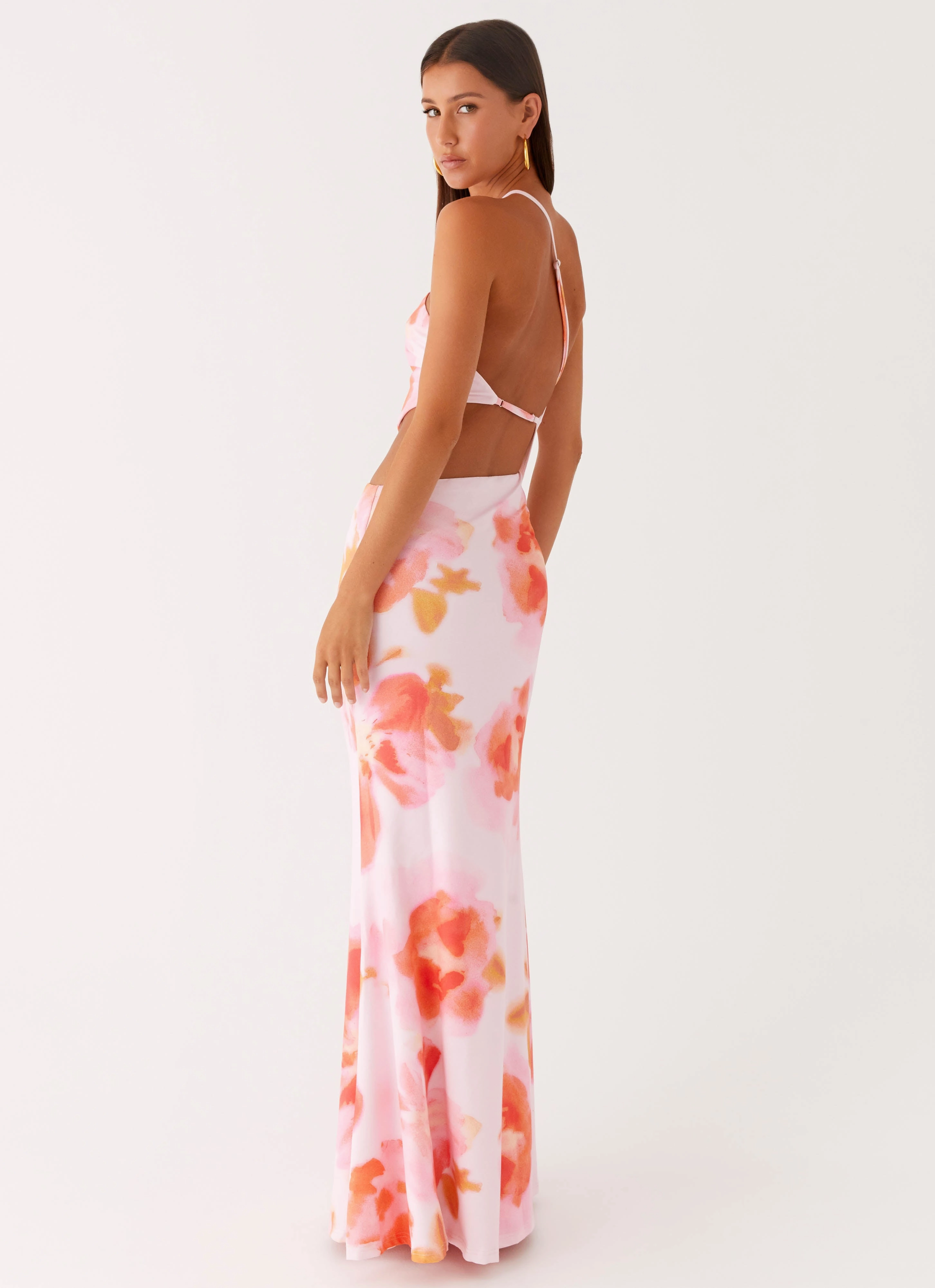Riano Cut Out Maxi Dress - Blushing Blossom Softly Structured All-Day Wear