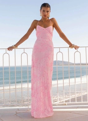 Fashionable Style Vietta Sequin Cami Maxi Dress - Pink