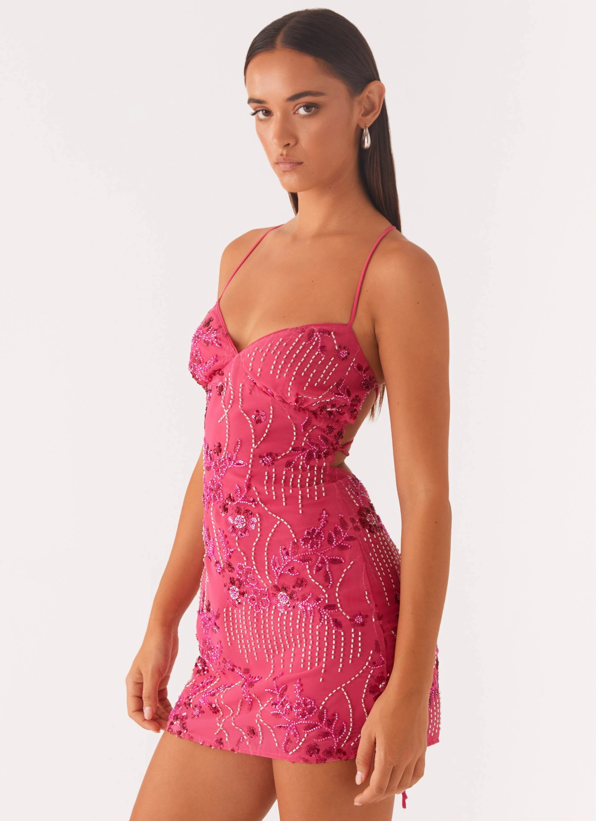 Vietta Sequin Cami Mini Dress - Fuchsia Clean Touch Bold Simplicity