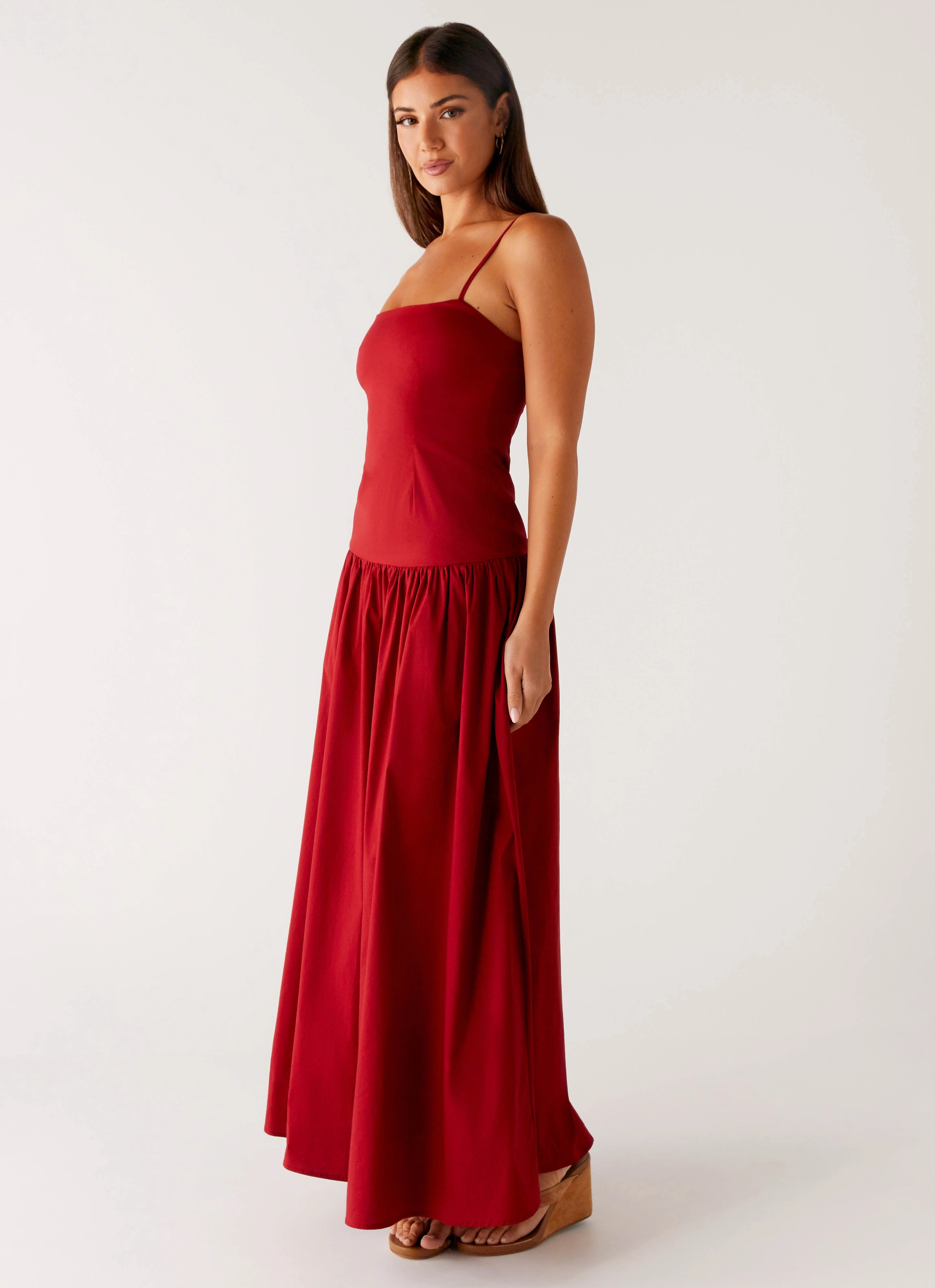 Vince Cami Maxi Dress - Deep Red Urban Fit Sleek Texture