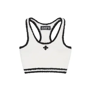 Vintage Campus Knit Vest White