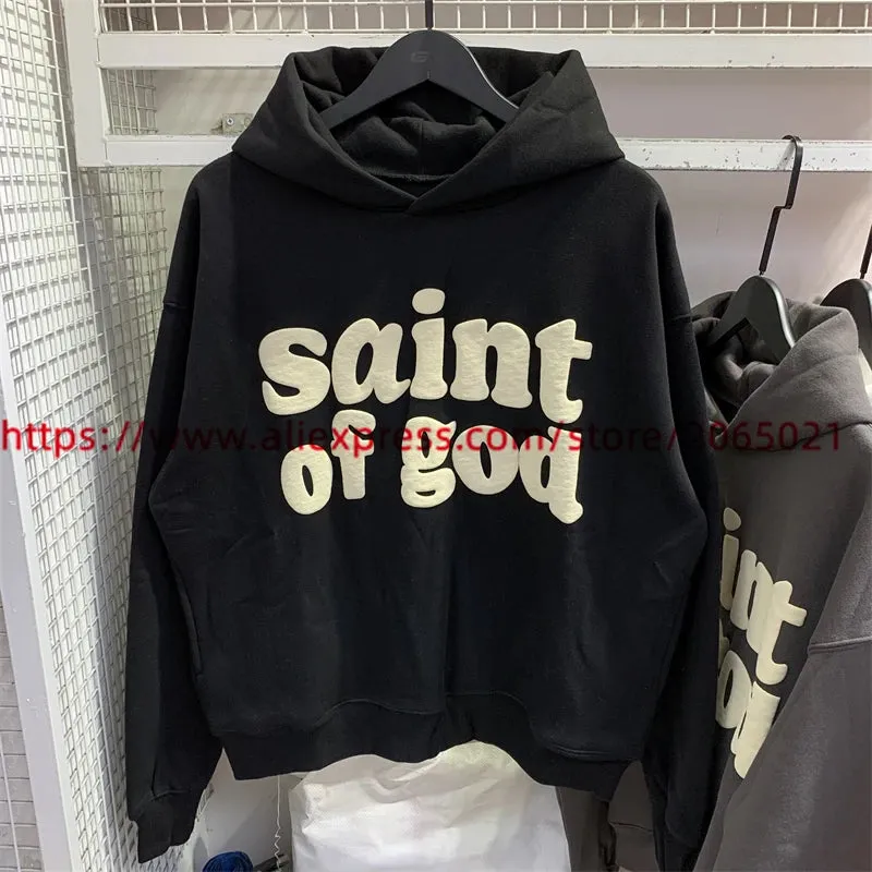 Vintage CPFM Saint of God Hoodie Men Women Puff Print Sweatshirts Oversize Pullovers Hooded