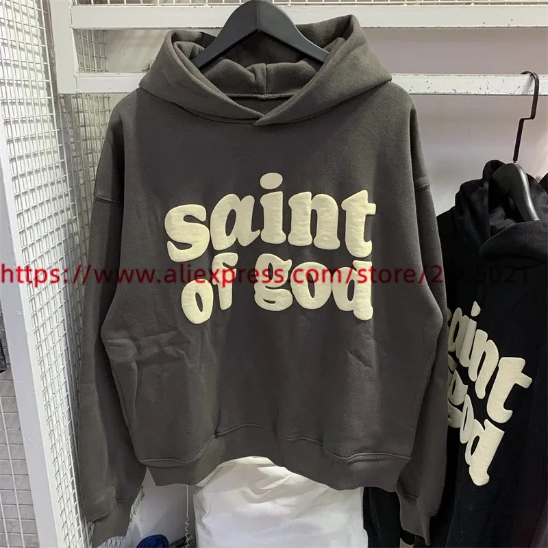Vintage CPFM Saint of God Hoodie Men Women Puff Print Sweatshirts Oversize Pullovers Hooded