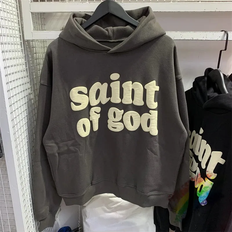 Vintage CPFM Saint of God Hoodie Men Women Puff Print Sweatshirts Oversize Pullovers Hooded
