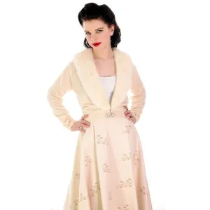 Vintage Cream Pure Cashmere Sweater Pringle 1950s Detachable Mink Collar 38 Bust