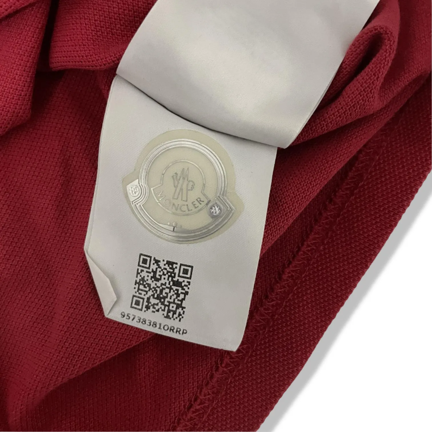Vintage Moncler Men's Red Polo-shirts SLIGHT RIP Uderarm|L29W18|SKU 5520