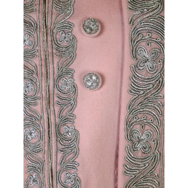 Vintage Pale Pink Titanic Era Cape Wool/Silver Metal Soutache S.Ungar Label RARE