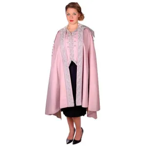 Vintage Pale Pink Titanic Era Cape Wool/Silver Metal Soutache S.Ungar Label RARE