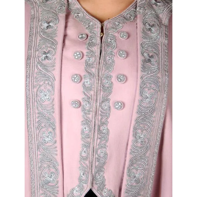 Vintage Pale Pink Titanic Era Cape Wool/Silver Metal Soutache S.Ungar Label RARE